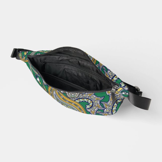 Riñoneras Emerald Gold Paisley Two-Sided Print Fanny-Pack (Abierto)