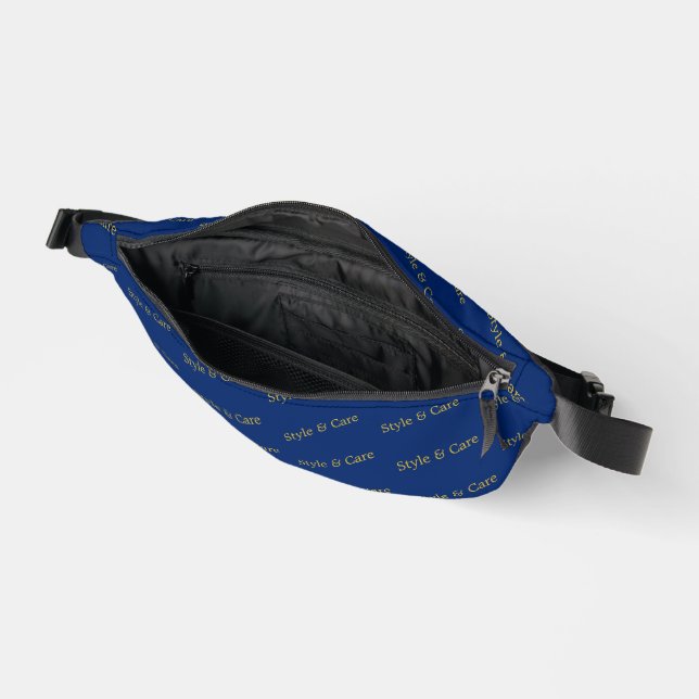 Riñoneras Estilo Patrón de Texto Personalizado Moderno Azul  (Abierto)