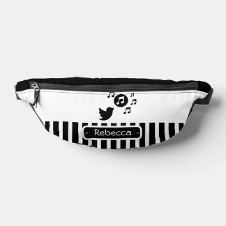 Riñoneras Estiloso Songbird Black White Personalizadas Strip
