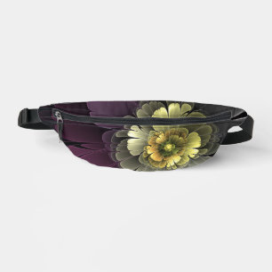 Riñoneras Flor fractal abstracta moderna purpura gris khaki