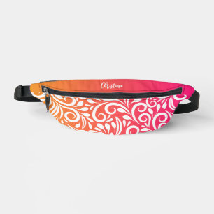 Riñoneras Floral abstracto elegante ombré rosa naranja