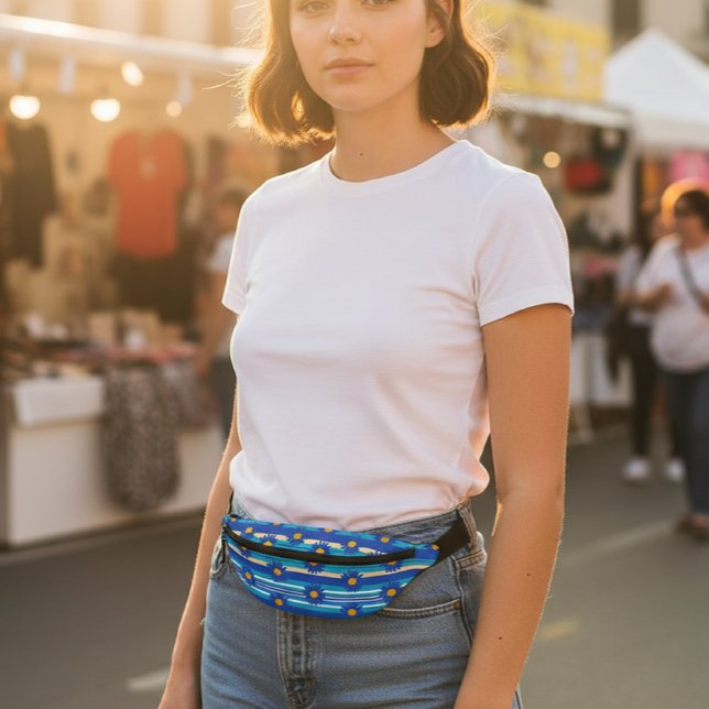 Riñoneras Floral Blue Stripe Fanny Pack , Print Cut Sew Bag (Subido por el creador)