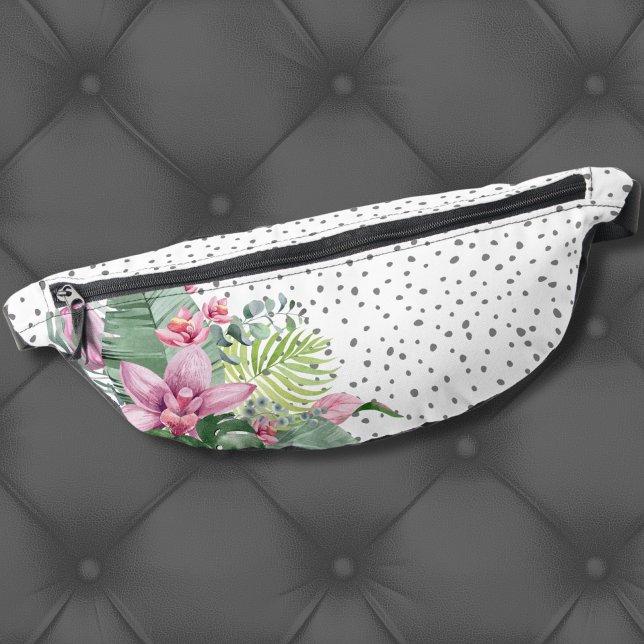 Riñoneras Floral tropical de moda (Cute Trendy Dot Pattern Floral Tropical Watercolor Fanny Pack )