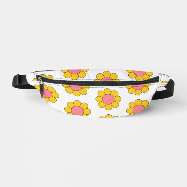 Riñoneras Floral Yellow Pink Daisies Retro (Anverso)