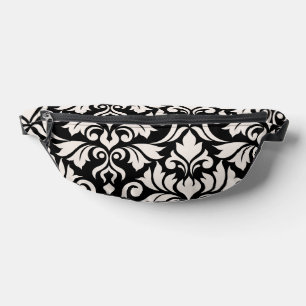 Riñoneras Florecer arte Damask que yo crema en negro