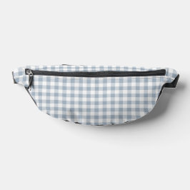Riñoneras Gingham Pattern Preppy Checkered White Muted Blue