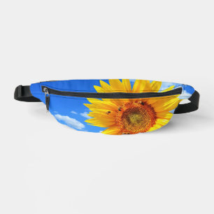 Riñoneras Girasol amarillo y abejas en Blue Sky Fanny Pack