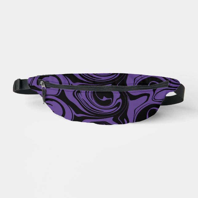 Riñoneras Giro de mármol retro morado y negro (Anverso)