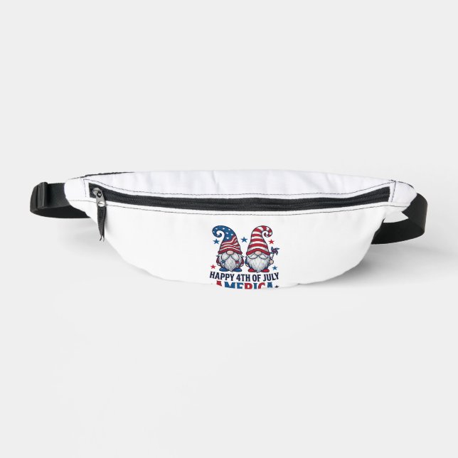 Riñoneras Gnomos Patrióticos Feliz 4 de Julio Camiseta Améri (Anverso)