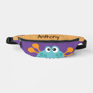 Riñoneras Gracioso Monster Aqua Purple Personalizado Niño