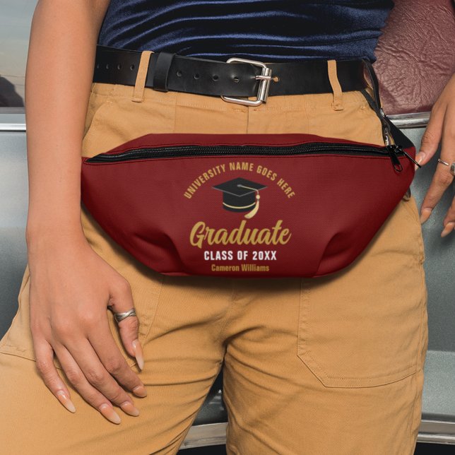 Riñoneras Graduación de Maroon Gold Graduate Personalizado 2 (Subido por el creador)