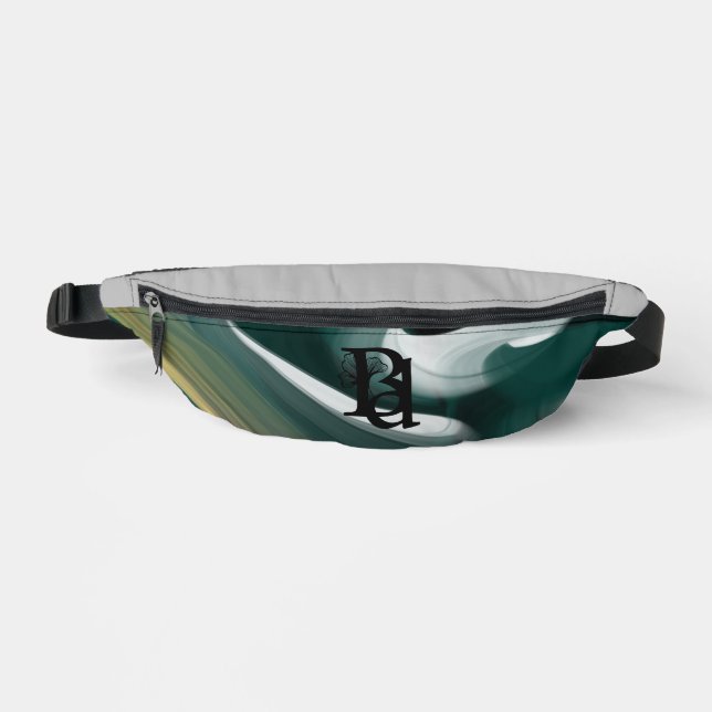 Riñoneras Gray Fanny Pack Trend Resumen Art Black Green (Anverso)