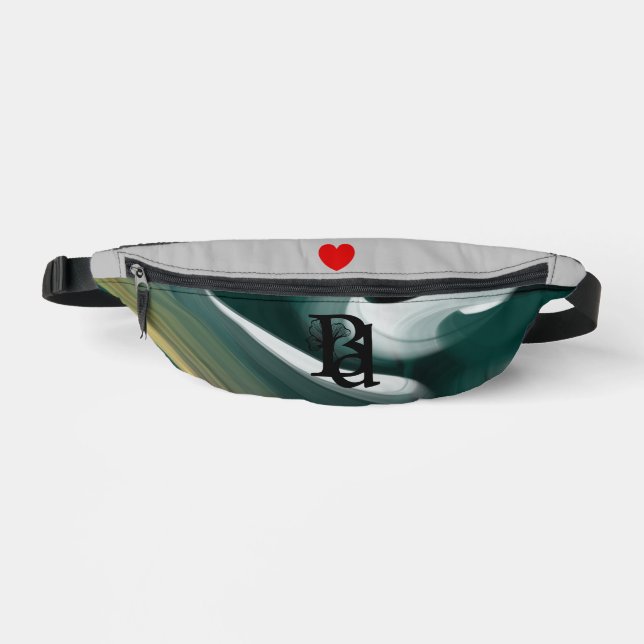 Riñoneras Gray Fanny Pack Trend Resumen Art Black Green (Anverso)