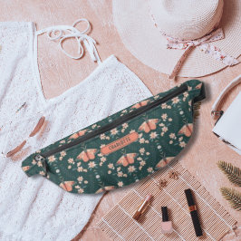 Riñoneras Green Peach Boho Floral Luna Moth Daisy Pattern