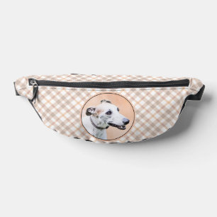 Riñoneras Greyhound Pintura Adorable Blanco Rojo Arte Origin