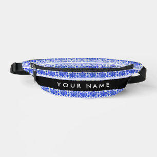 Riñoneras Griego Fret Arabesque Blue, Tu Nombre, Personaliza
