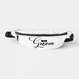 Riñoneras Groom Black Text en White Fanny Pack
