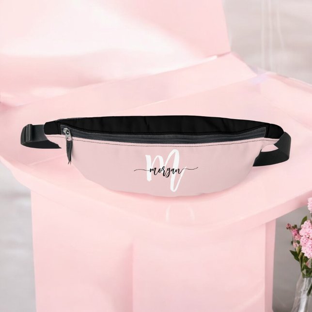 Riñoneras Guión de Chica de nombre de monograma rosado (Subido por el creador)