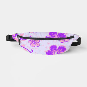Riñoneras Hermosa estampa floral púrpura y rosa sobre lavand
