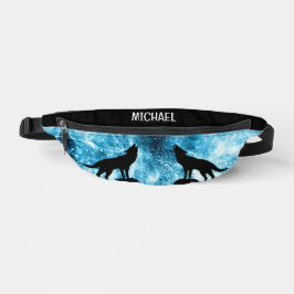 Riñoneras Howling Wolf Winter nevado azul negro Nombre perso