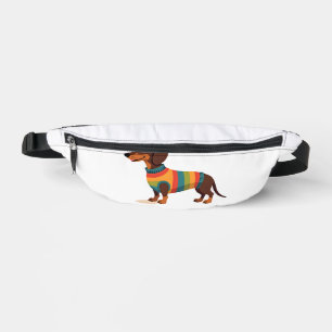Riñoneras Ilustración de Dachshund con suéter vintage de arc