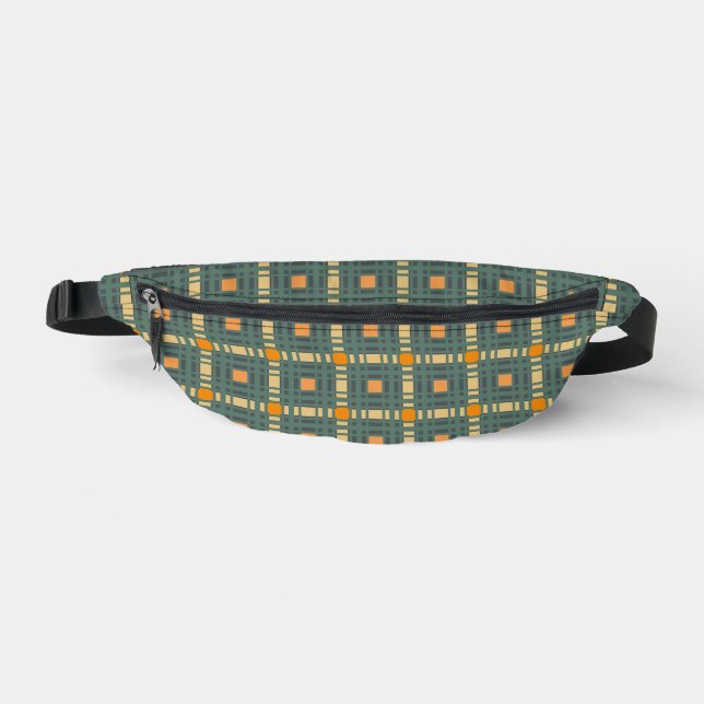 Riñoneras Khaki plaid tartan Fanny Pack (Anverso)