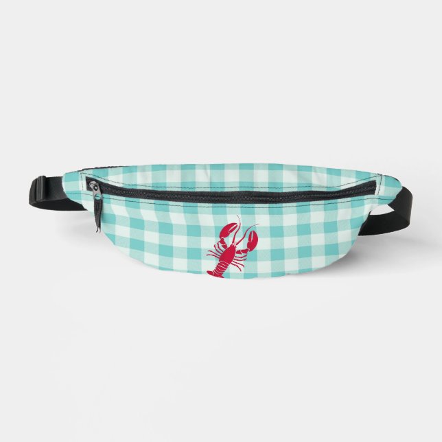 Riñoneras Langosta sobre Gingham Azul (Anverso)
