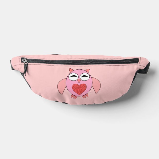Riñoneras Lechuza de corazón de amor rosa (Distribución)