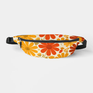 Riñoneras Lejano Alegre Retro Daisies Naranja Quemada Dorado