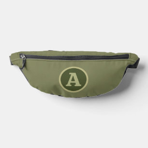 Riñoneras Letra personalizada de verde militar liso de moda.