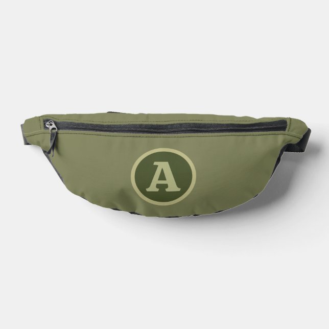 Riñoneras Letra personalizada de verde militar liso de moda. (Distribución)