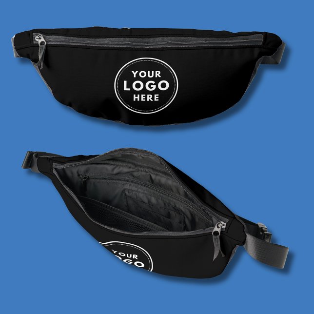 Riñoneras Logotipo profesional negro (Simple logo black fanny back, ideal for corporate professional branding. Just add your own logo.)