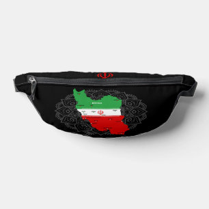 Riñoneras Mapa de Irán con bandera y emblema