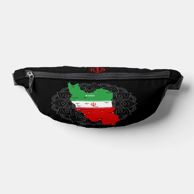 Riñoneras Mapa de Irán con bandera y emblema (Distribución)