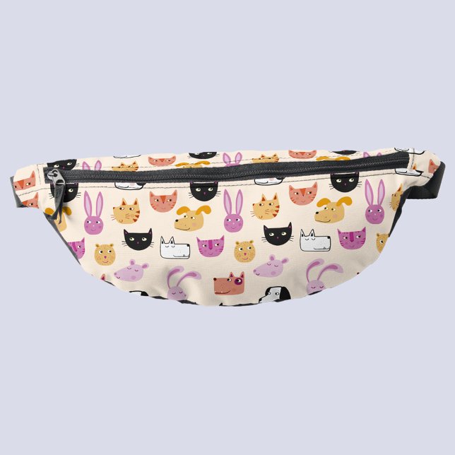 Riñoneras Mascota divertido Animal (Cute pet animal pattern blush pink fanny pack)