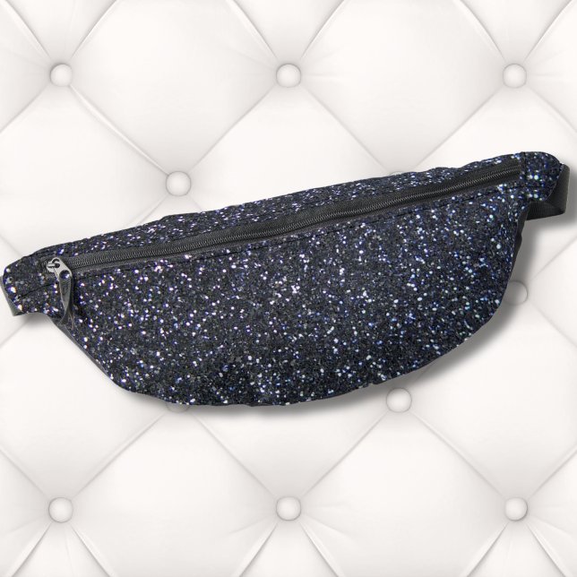 Riñoneras Moda Purpurina negro (Stylish Glam Fashion Faux Black Glitter Pattern Fanny Pack)