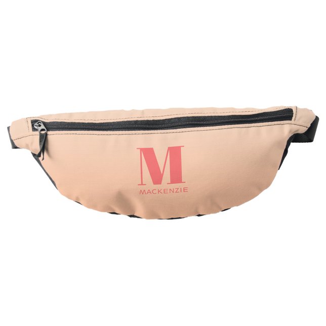 Riñoneras Moderno Monograma Denominación Inicial Gradiente D (Monogram initial name personalized peach fanny pack)