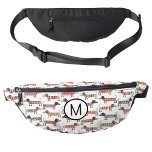 Riñoneras Monograma Dachshund Wiener Salchicha Perro Persona<br><div class="desc">Un divertido patrón de perro Dachshund Wiener Sausage para los amantes de los animales. Cambie el monograma inicial para personalizarlo.</div>