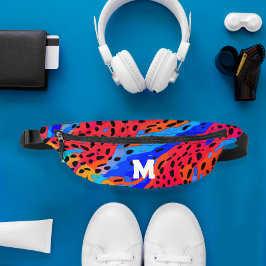 Riñoneras Monograma de impresión de animales rojos azules ab