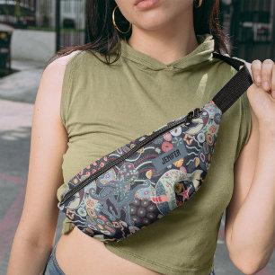 Riñoneras Monograma de octopus de ballena marina de la creat