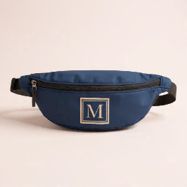 Riñoneras Monograma enmarcado personalizado azul y vainilla