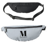 Riñoneras Monograma moderno Nombre inicial Polvo Azul<br><div class="desc">Diseño inicial de monograma minimalista de tipografía moderna que se puede cambiar para personalizar.</div>