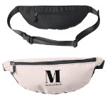 Riñoneras Monograma moderno Nombre inicial Rubor Rosa<br><div class="desc">Diseño inicial de monograma minimalista de tipografía moderna que se puede cambiar para personalizar.</div>