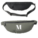 Riñoneras Monograma moderno Nombre inicial Sage Verde<br><div class="desc">Diseño inicial de monograma minimalista de tipografía moderna que se puede cambiar para personalizar.</div>