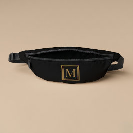 Riñoneras Monograma personalizado en marco negro y dorado