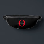 Riñoneras Monograma personalizado Nombre de guión Negro Blan<br><div class="desc">Este elegante monograma y el elegante diseño del nombre de la escritura se pueden dar como regalo para un cumpleaños, boda, ducha de bebé, aniversario, Día de la Madre o cualquier ocasión. Se puede personalizar con el nombre y la inicial de la persona. Puede cambiar el color de la fuente,...</div>