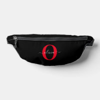 Monograma personalizado Nombre de guión Negro Blan