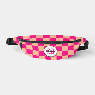 Riñoneras Monograma retro geométrico rosa cálido Peach contr