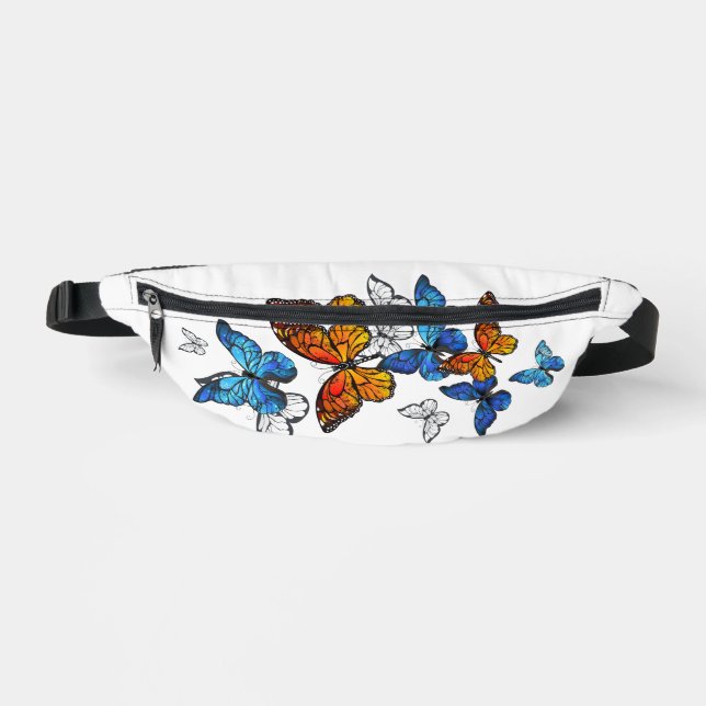 Riñoneras Morfo y monarca de las mariposas voladoras (Anverso)