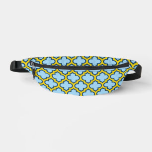 Riñoneras Mosaico azul y amarillo, Entramado, Quatrefoil